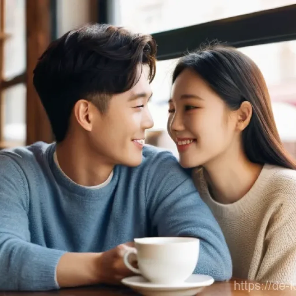 한국 로맨스 영화 추천 리스트 - **Prompt:** A young Korean couple, a man and a woman in their early twenties, sharing a quiet, tende...