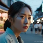 OTT 서비스별 한국 영화 리스트 - **Prompt for a social-critical drama scene:**
    "A photorealistic, wide-angle shot of a young, obs...