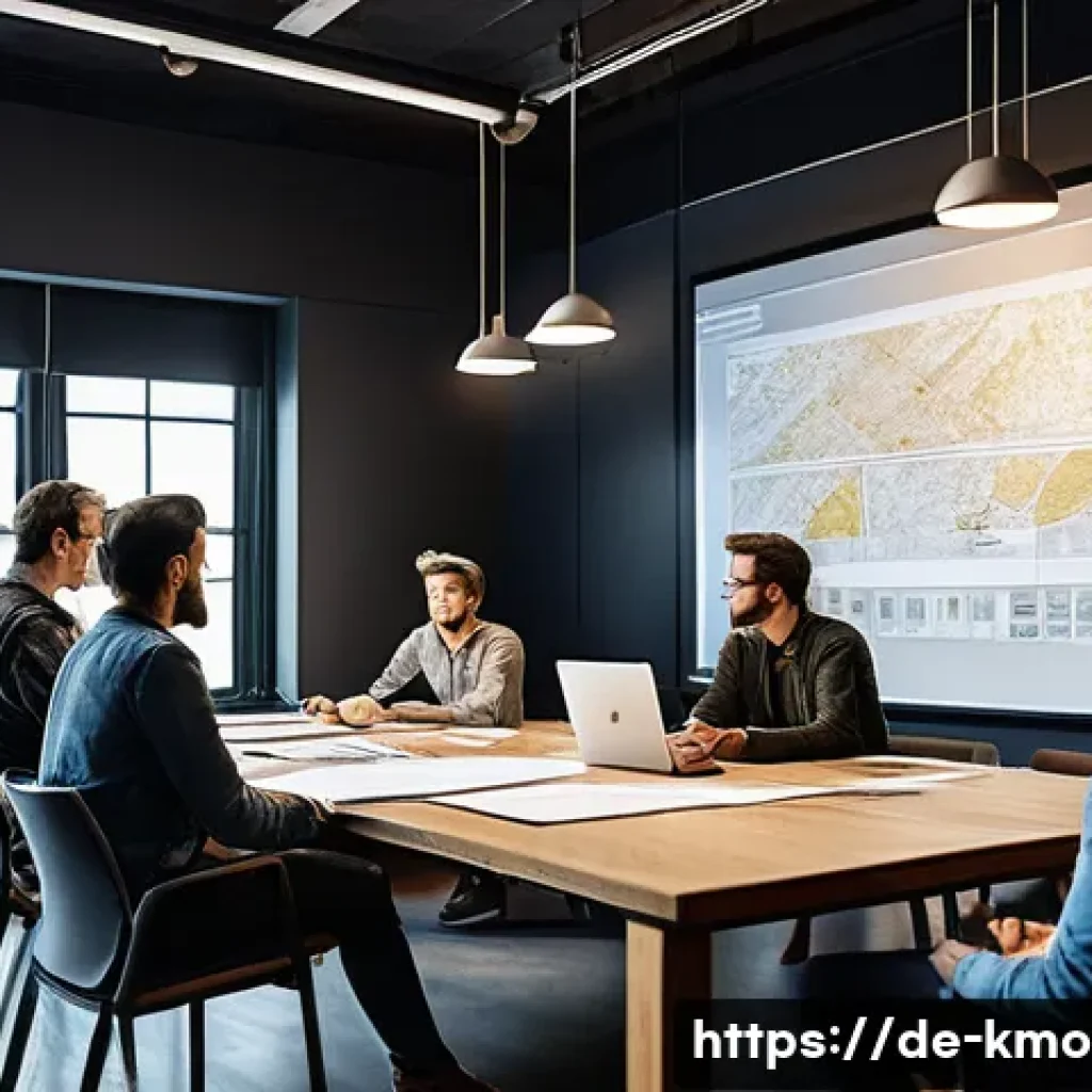 영화 제작 비하인드 스토리 - **"A vibrant and creative pre-production meeting taking place in a modern studio space. A diverse gr...