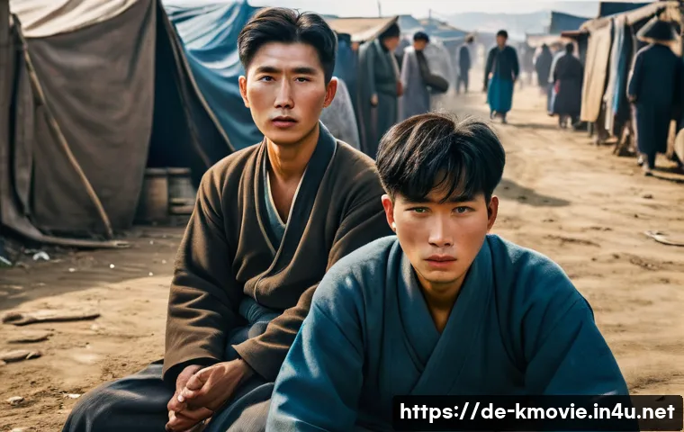 영화  국제시장 의 가족 이야기 - **Prompt: The Young Patriarch's Burden**
    A poignant, realistic portrait of a young Korean man, a...