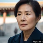 전도연의 대표작 소개 - A portrait of a mature Korean woman with a serene yet intense expression, subtle facial gestures con...