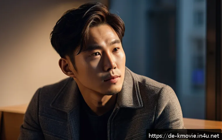 유아인 출연작 TOP 5 - A close-up portrait of a Korean male actor in his early 30s, dressed in stylish modern casual clothi...